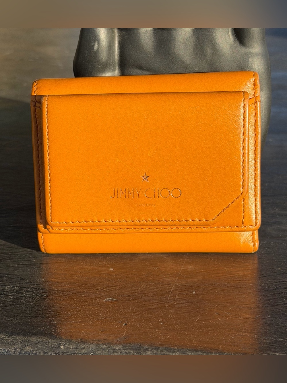 Jimmy Choo Orange Leather Trifold Wallet